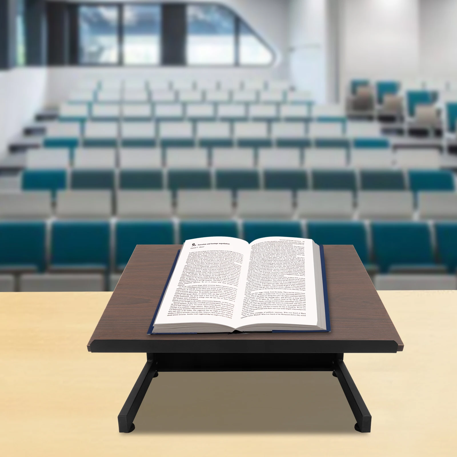 

Portable Tabletop Lectern with Bookstop, Cherry Red Foot Pads Solid Structure for Restaurants, Churches, Classrooms, Seminars