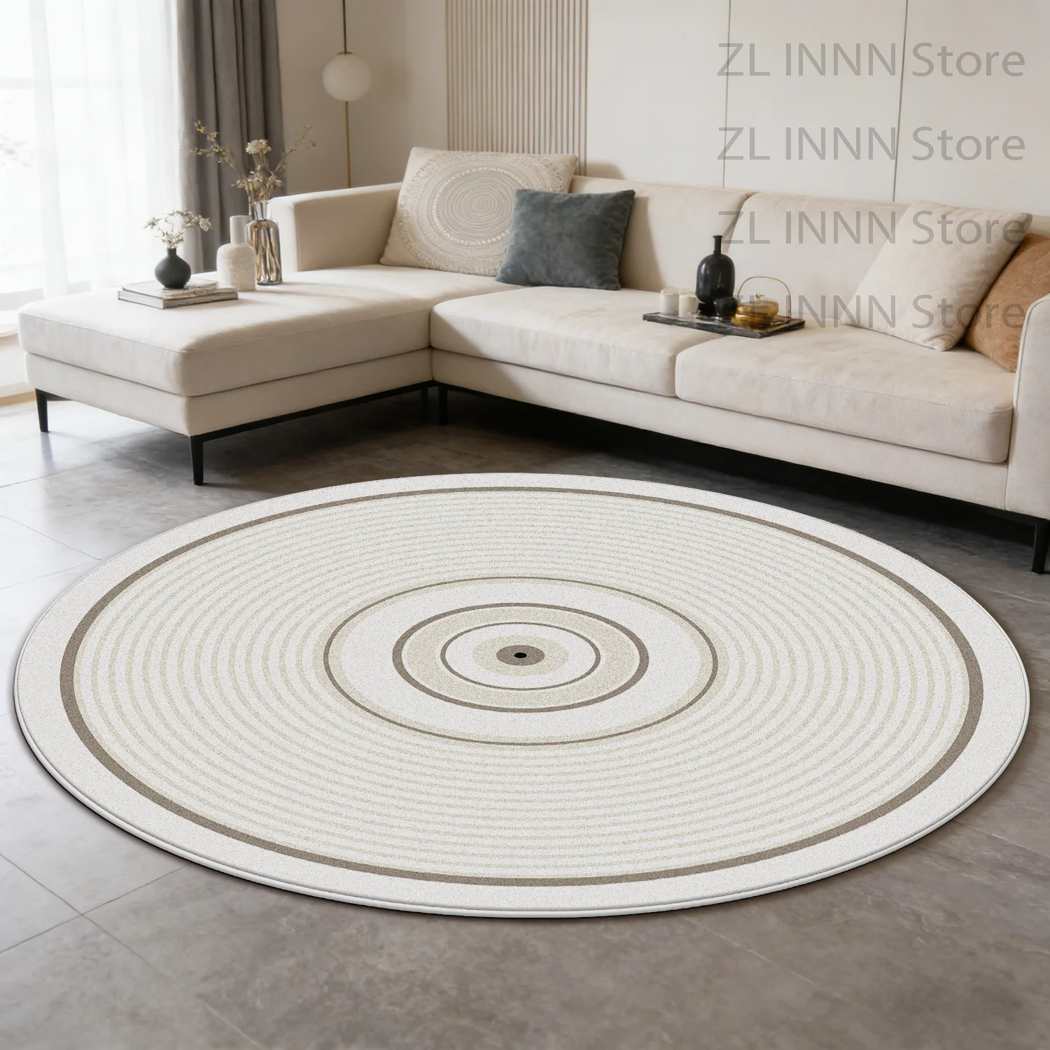 Modern Minimalism Round Living Room Carpet Geometric Decoration Home Striped Tabls Chair Mat Bedroom Non-slip Washable Plush Rug