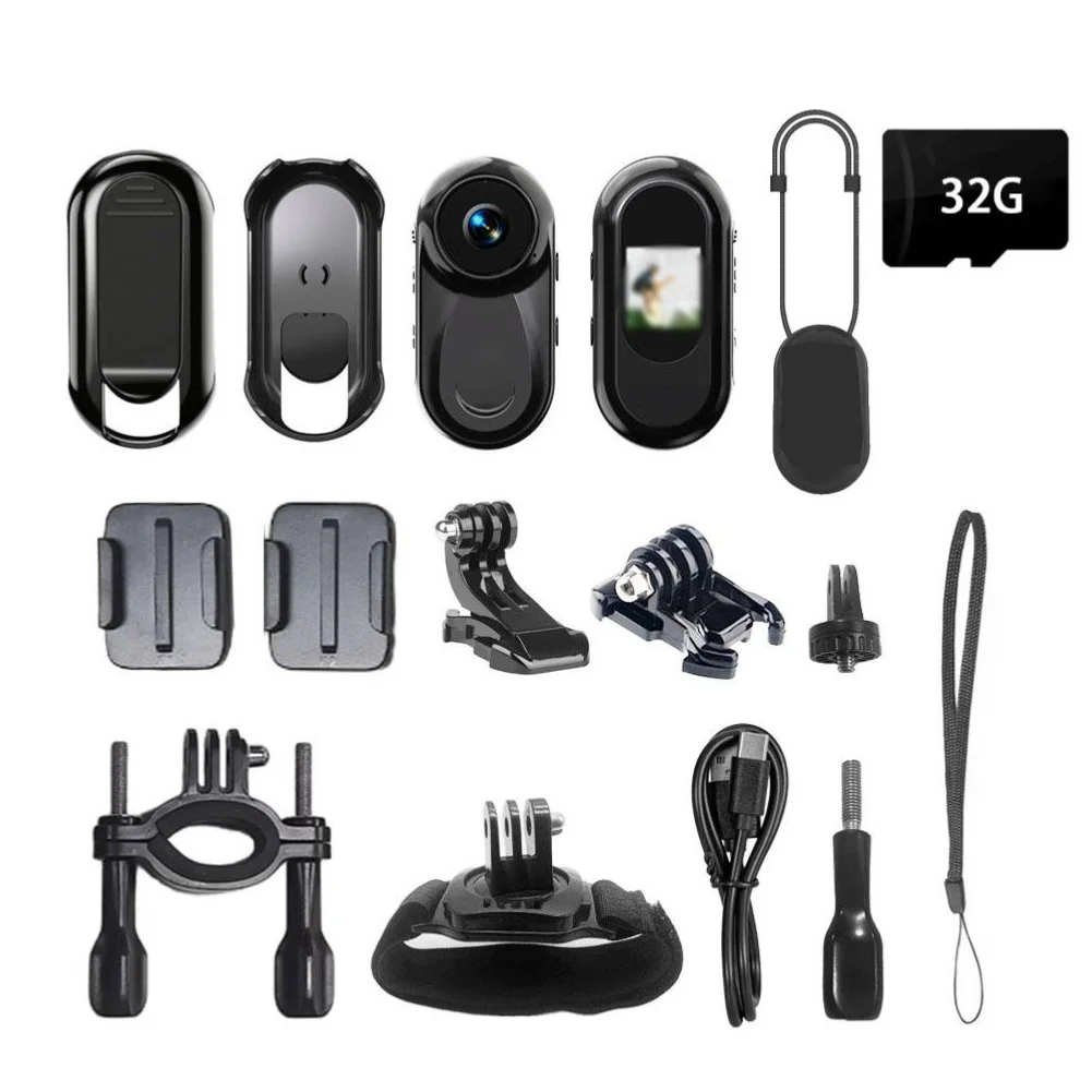 For Mini Cam Ready 32GB Action Camera - 1080P HD for video Recorder with Audio Compact ABS Design 6x2x2cm Portable Unit