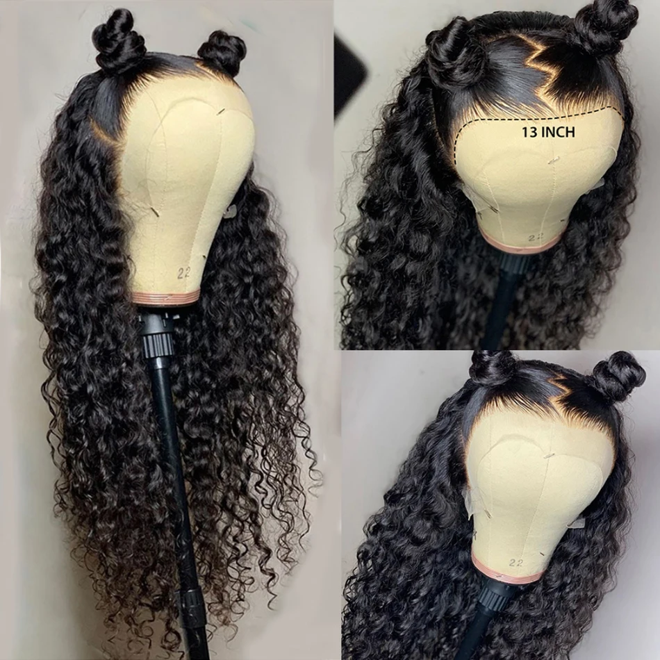 13x6 Glueless 230 Density Brazilian Deep Wave Curly HD 360 Lace Frontal Human Hair Wig Preplucked Best Hair Water Wig