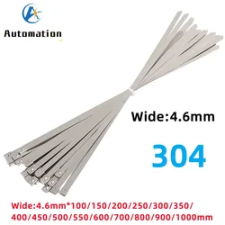 4.6mm Stainless Steel Metal Cable Ties Exhaust Wrap Coated Locking Metal Zip-Exhaust Multifunctional Locking Cable Ties 4.6