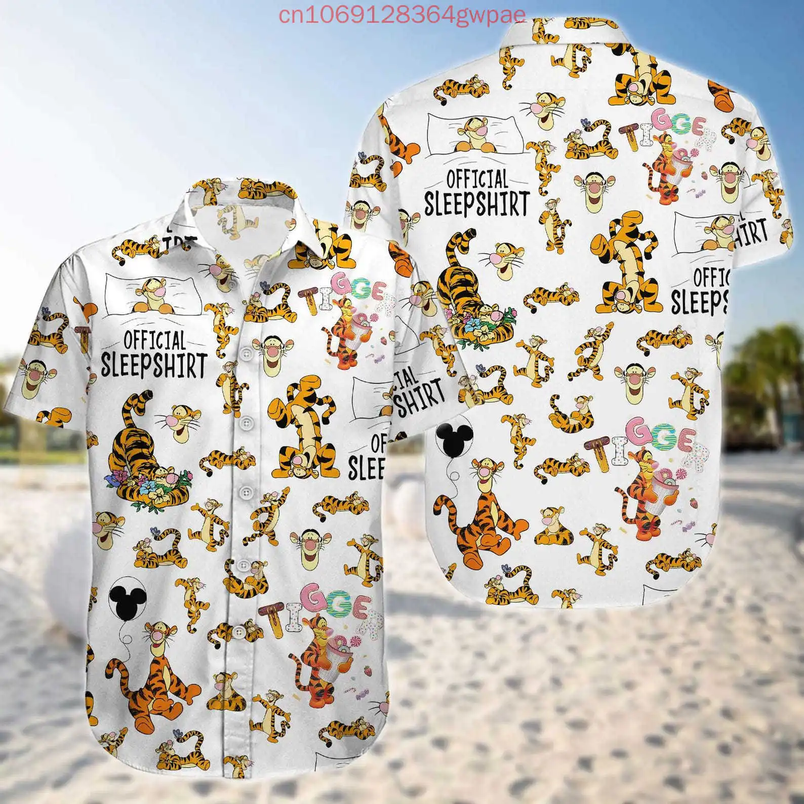 

Winnie the Pooh Tigger Women's Short Sleeve Shirt Casual Hawaiian Shirt Tops Disney Cartoon Summer Fashion Holiday Beach Shirt