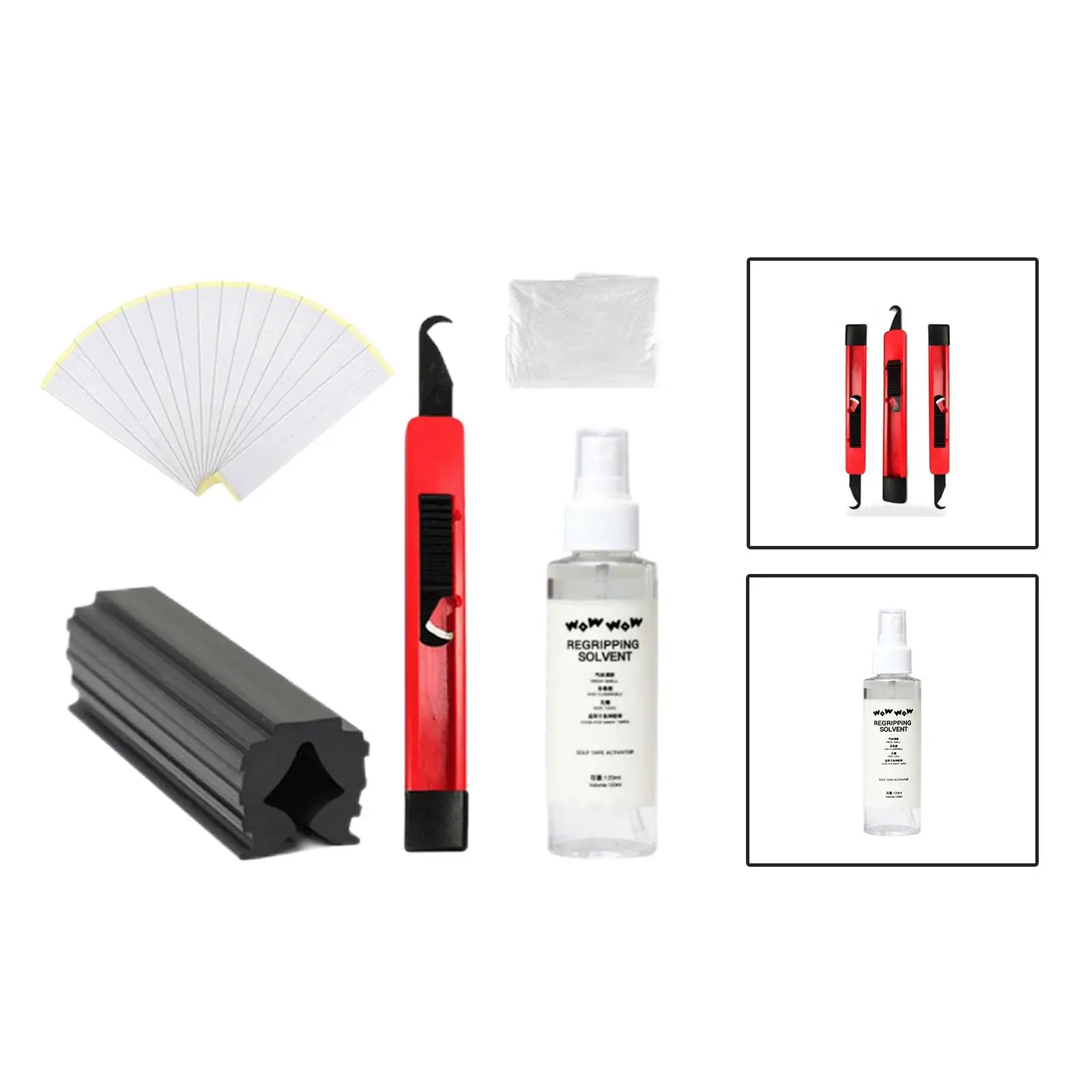 Golf Club Grip Kit Repair Spray Solvent Replacement Double Sided Adhesive Tape Tool Set