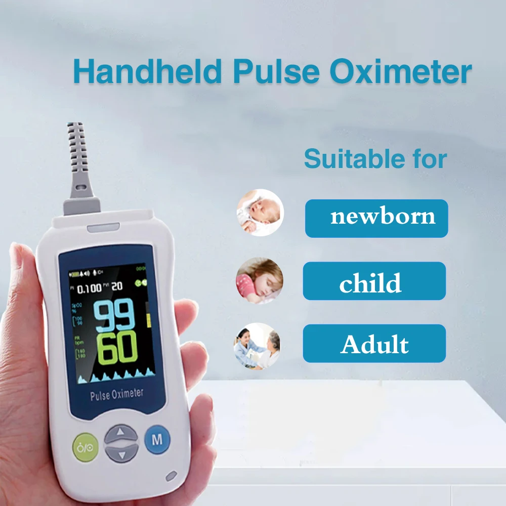 Ручной пульсоксиметр можно использовать в качестве портативного монитора сердечного ритма для новорожденных детей для взрослых.