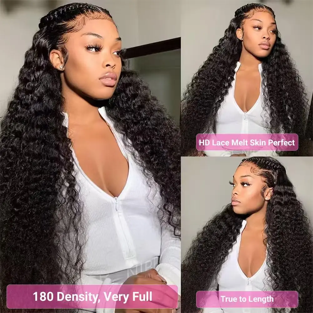 28 Inch Deep Wave Lace Front Wigs Human Hair 13x4 Transparent Wigs Human Hair 180% Density Deep Curly Wigs Human Hair for Women