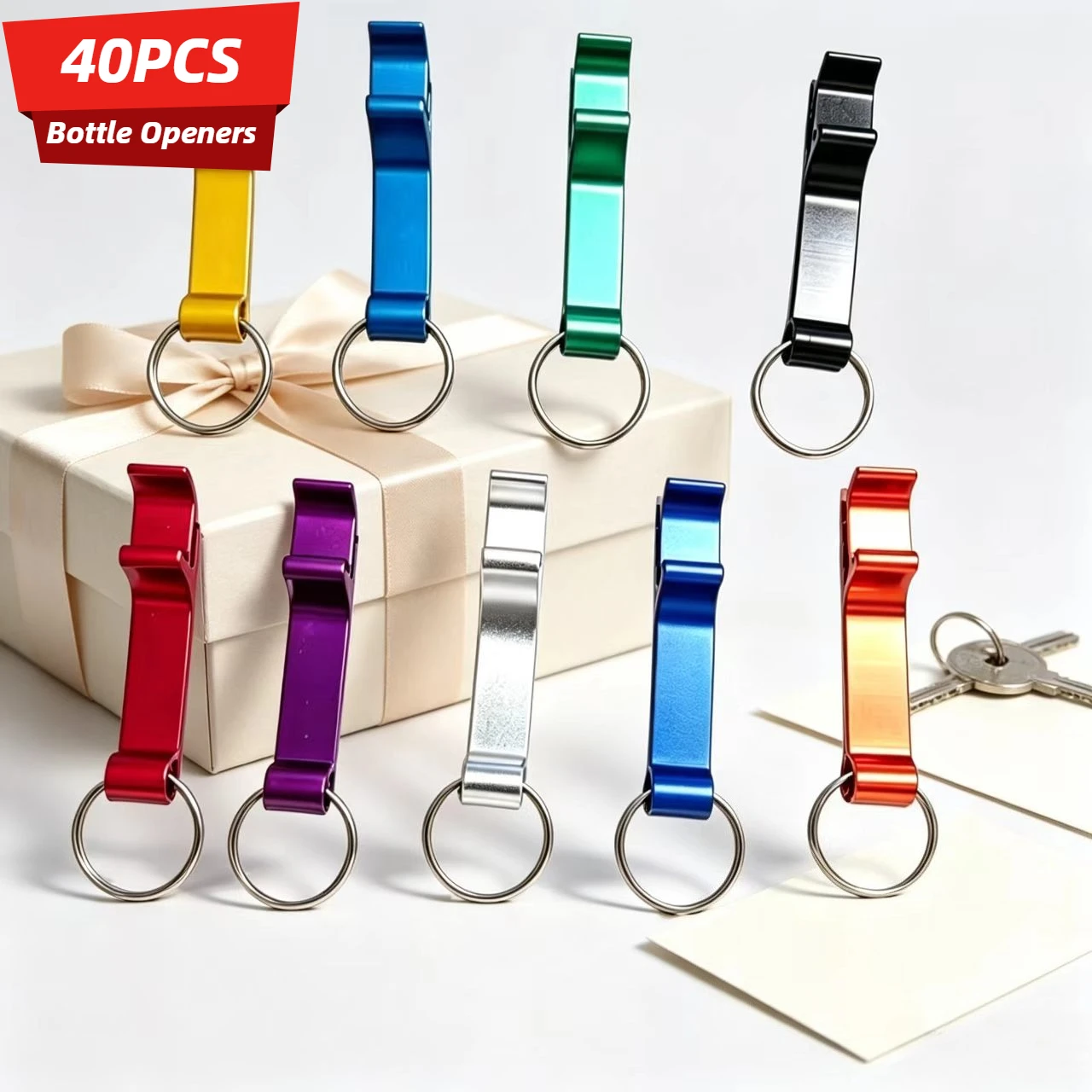 40pcs Mix Color Beer Bottle Opener Aluminum Bottle Openers Key chain Bottle Opener Beverage Bottle Opener For Men Women