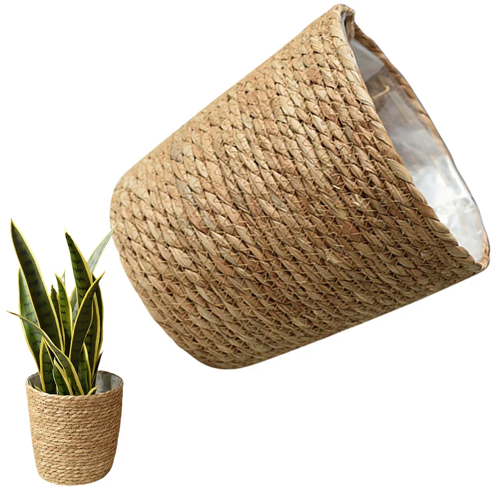 

Flower Pot Basket Home Supplies Hand Woven Durable Plant Planter for Plants Indoor White Vase