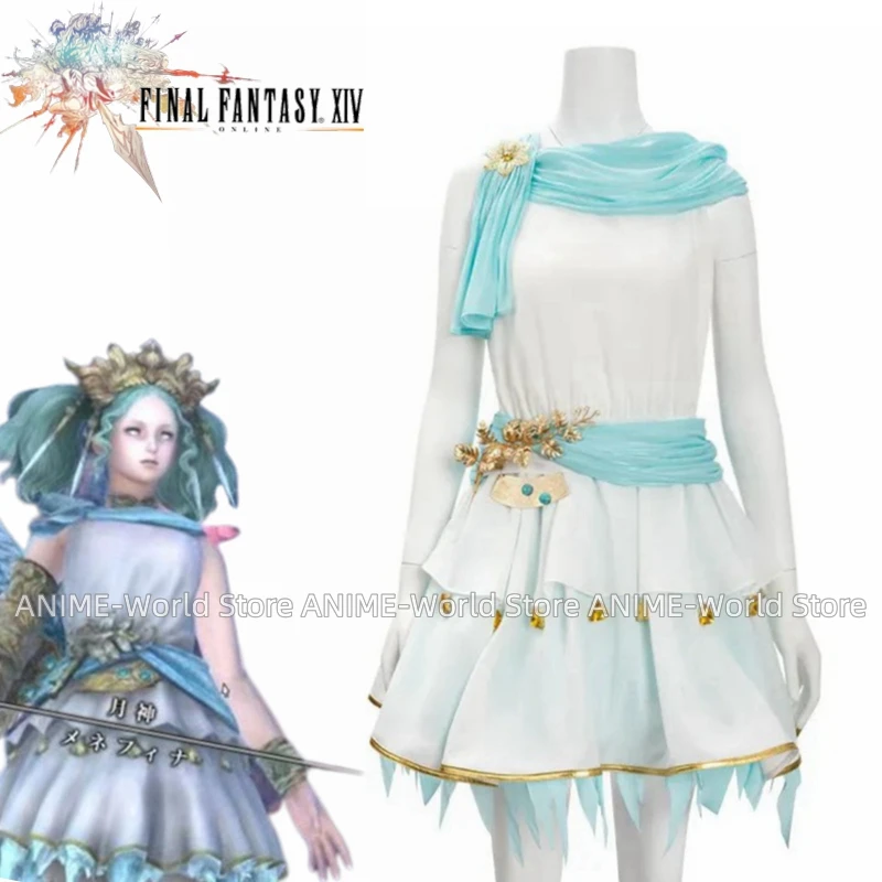 Game Final Fantasy Xiv Ff14 Menphina White Dress Cosplay Costume Halloween Suit For Women