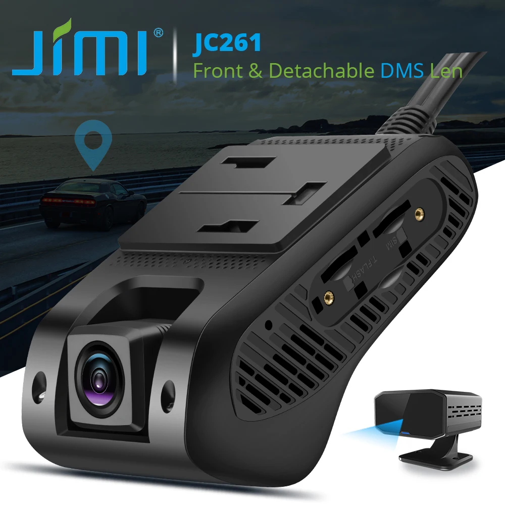 Jimi JC261D AI Camera, DMS Car DVR Dashcam, HD With Driver Behaviour Monitoring, Live Streaming, GPS Tracking, Free APP