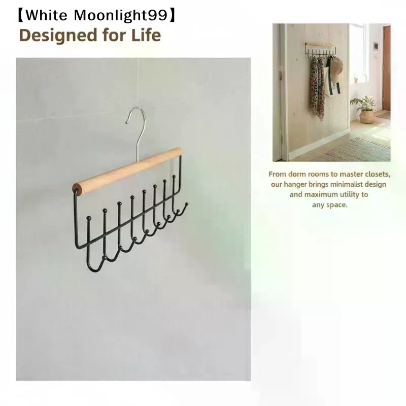 Wooden Wall Mount Hat Rack with Hooks Functional Organizer for Clothes and Accessories Suitable for Bedroom Entryway Display