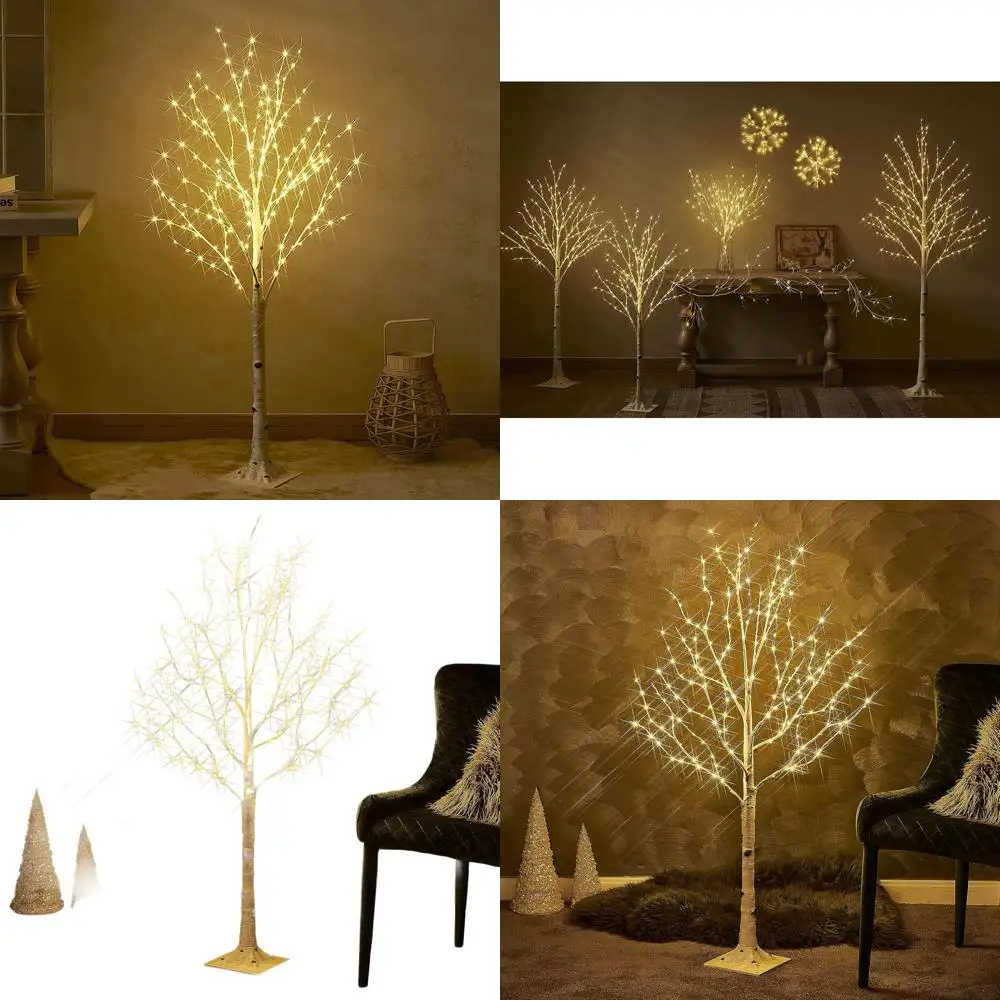 

4FT LED Birch Tree with 200 Warm White Lights - Ideal for Indoor/Outdoor Thanksgiving & Christmas Decor