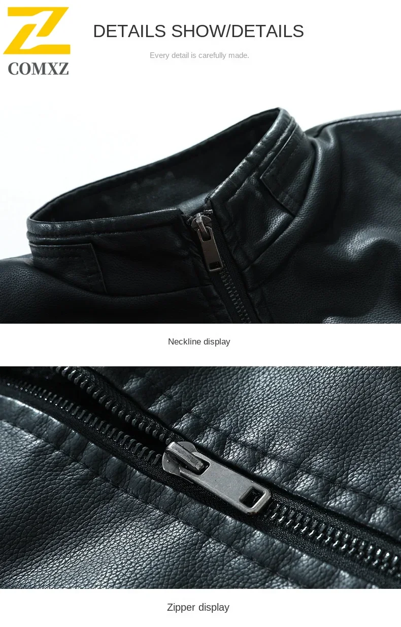 Autumn Men's Leather Clothing New Solid Color Loose Casual Business Office Stand Collar Coat Men's Thickened Leather Jacket