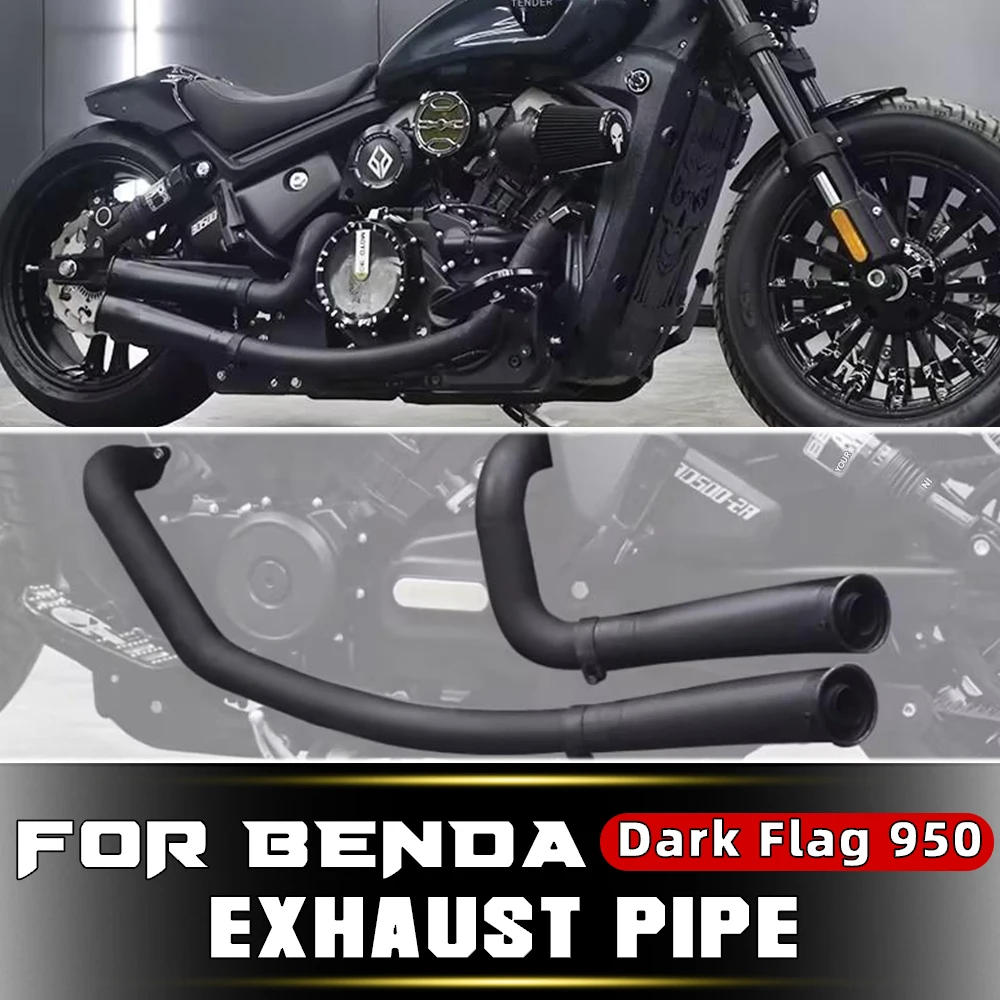 

Motorcycle Handcrafted Dual Side Exhaust for BENDA Dark Flag 500/950, Deep Bass Sound