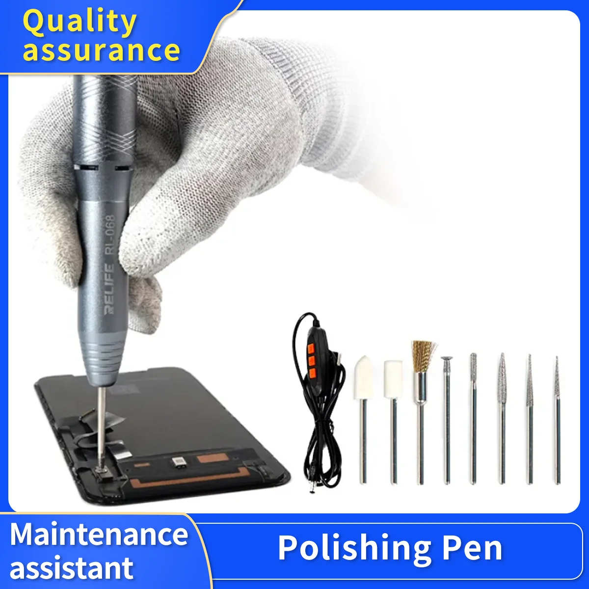 

RELIFE-электрическая регулировочная шлифовальная ручка для ремонта процессора мобильного телефона, режущий инструмент, RL-068 Мини-набор шлифовальных и полировальных станков