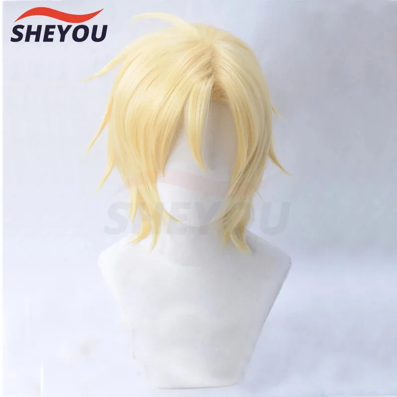 Anime Banana Fish Ash Lynx Wigs Aslan Jade Callenreese Golden Heat Resistant Hiar Synthetic Cosplay Wig + Wig Cap