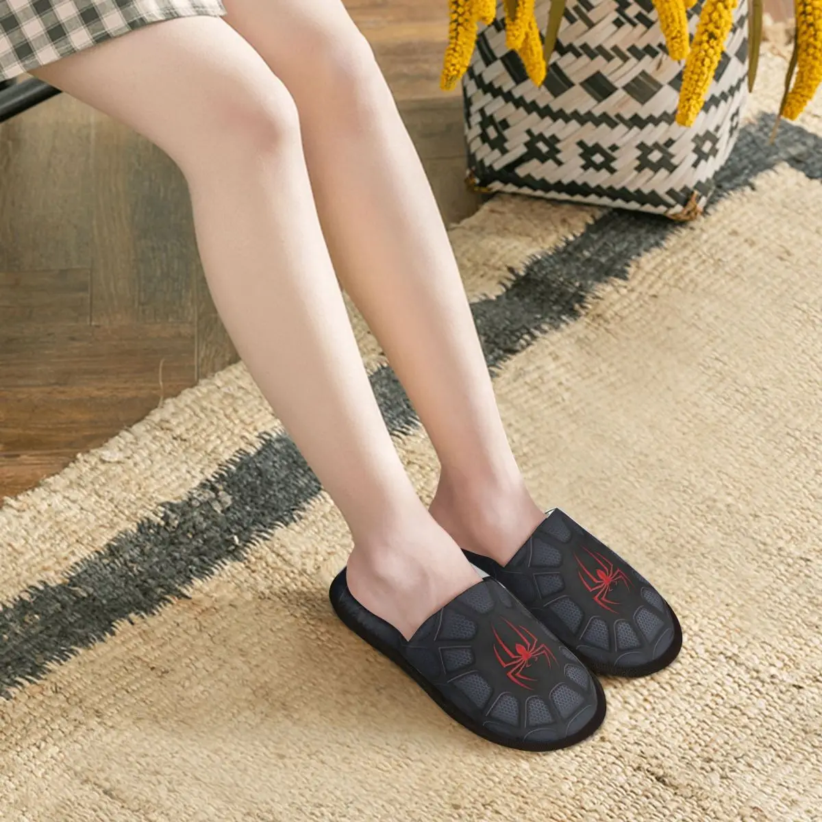 Custom Spider Web Guest Slippers for Hotel Women Spiderman House Slipper