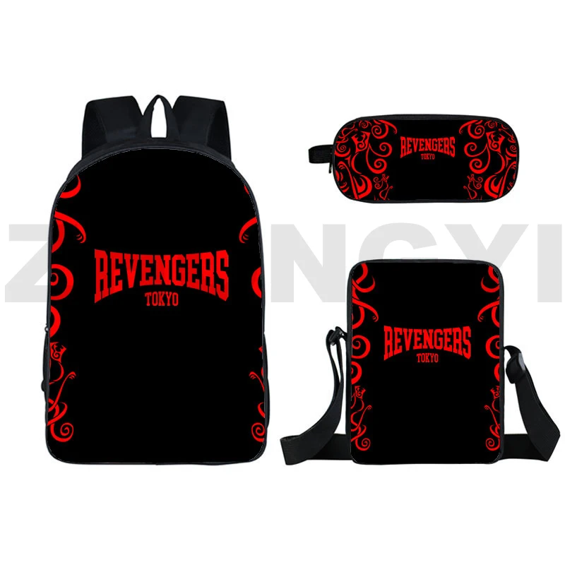 

Classic Anime Tokyo Revengers 3D Print 3pcs/Set pupil School Bags Laptop Daypack Backpack Inclined shoulder bag Pencil Case