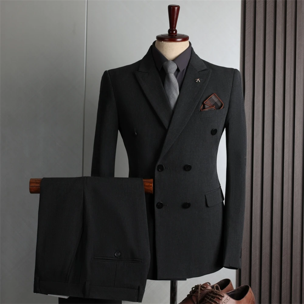 Plus Size, Formal Banquet 2-pieces Men's Suit Set, On Sale Outfit For Dancing Party, Popular Tuxedo, Double Breasted Groom Wear