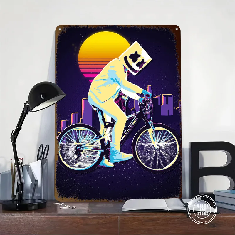 Marshmello Retro Printed Poster Customized Retro Wall Art Vintage Metal Tin Signs for Bedroom Decoration Room Decor Men Man Cave