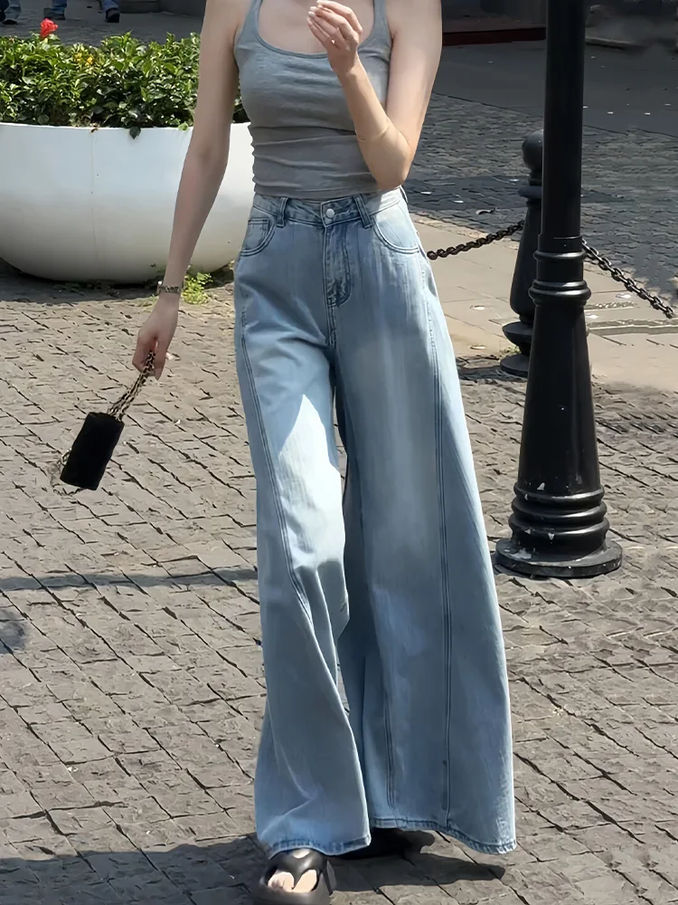 

American Style Loose Slimming Jeans Women Summer New Vintage Lazy Fashion Long Pants Natural Waist Pure Color Outdoor All Sea...