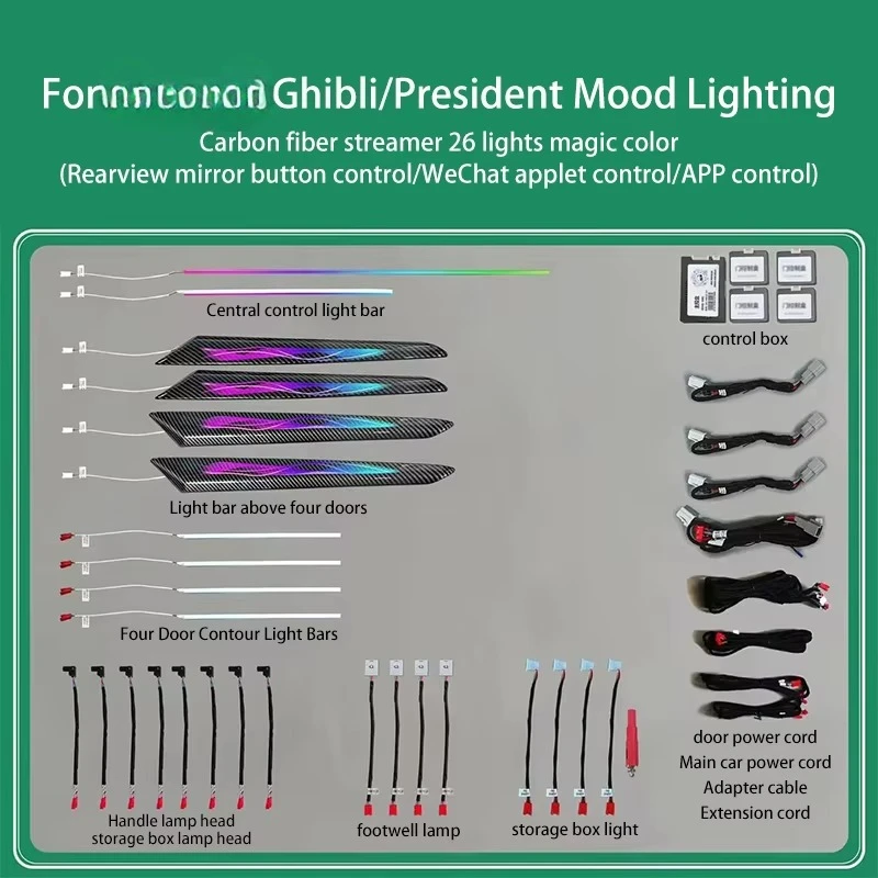 Modern Design Car Neon LED RGB Strip Lights Interior Atmosphere Light Strip Trim Dynamic Ambient Light for  Ghibli