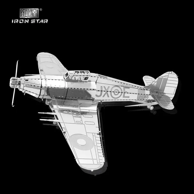 Iron Star D11115 3D Metal Jigsaw Puzzle Model Kit Hawker Hurricane Assembly Model Building Kits For Adults DIY 10.2x2.8x8.7CM