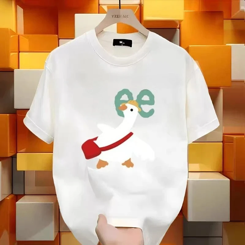 2025 جديد عادية تي شيرتات قصيرة الاكمام طباعة القطن منتظم صالح الجولة الرقبة تنفس فضفاض للجنسين المحملة الرجال النساء الملابس Fortnite