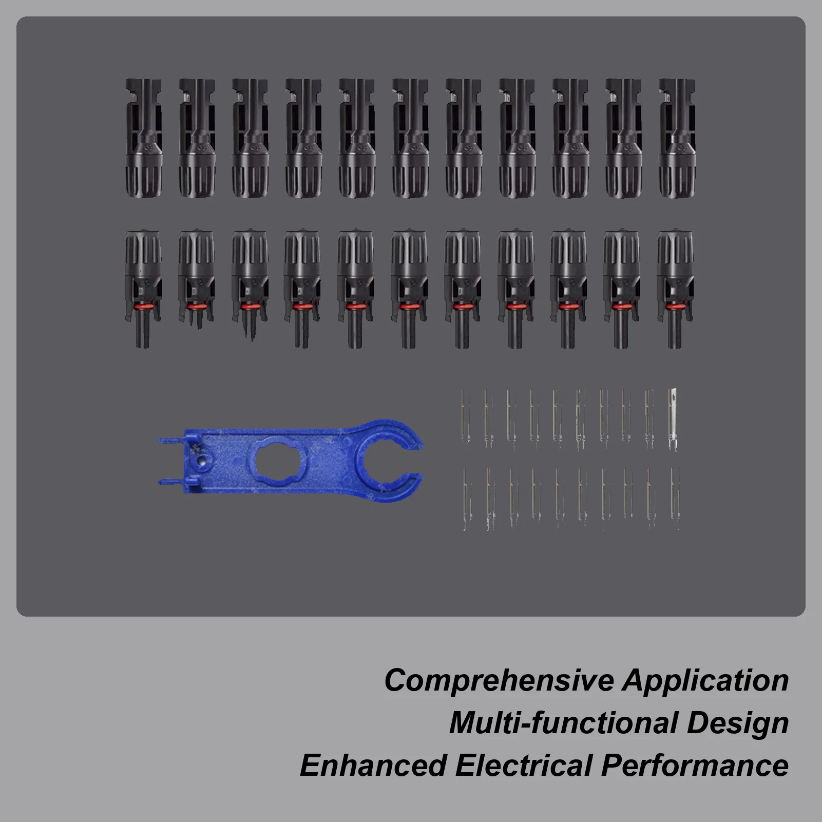 

Solar Cable Connectors 10-pair Solar Panel Adapter Connectors Waterproof Wiring Kit with Spanner Heavy-Duty Male Female Wire