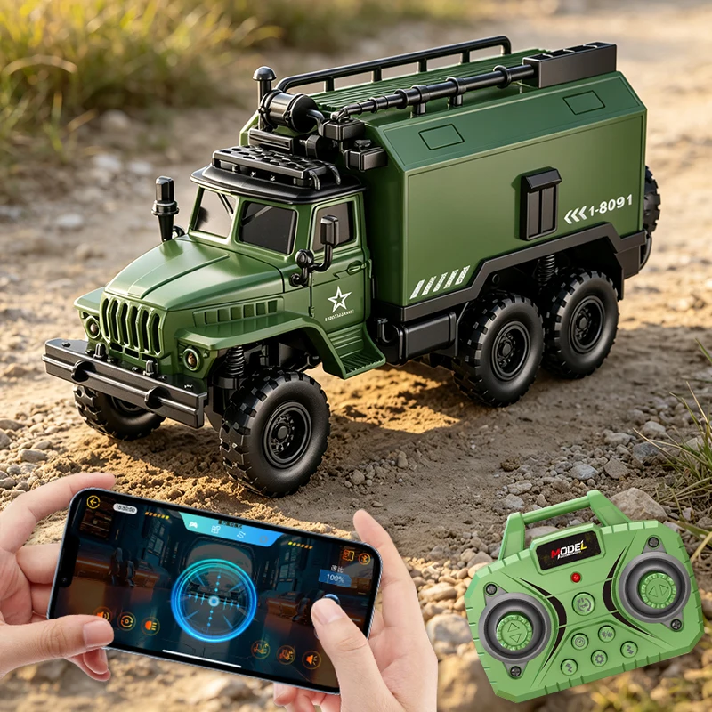 1:64 Mini RC Truck 10CH 2.4G Remote Control Alloy Command Vehicle with Light Electric Transport Car Desktop Model Toy Kids Gifts