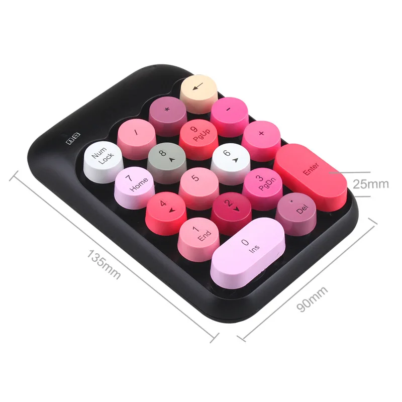 Wireless Mini Numeric Keyboard 18 Keys Round Portable Compact Long-Lasting Battery Life Plug Play Suitable Laptops Mobile Phones
