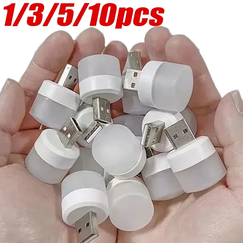 Lámpara LED portátil con puerto USB para lectura, pequeña para luz nocturna mesita de noche, libro, dormitorio, protección ocular, 1-10 piezas