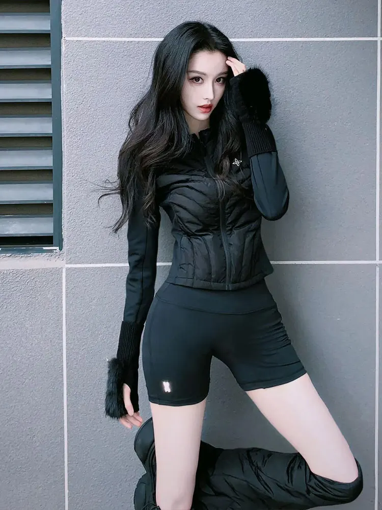 

Slimming Velvet Sport orts High Waist Base Layer Tight Casual Fitn Cycling Pants Winter New Sle Korean Straight Leg Pants