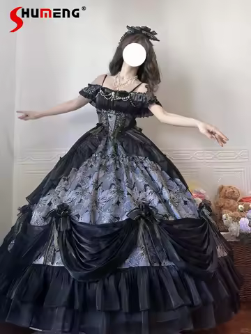 Black Elegant Anniversary Bar Mitzvah Evening Dress Female Slim Off-Shoulder Sweet Princess Long Dress Flower Wedding Dresses