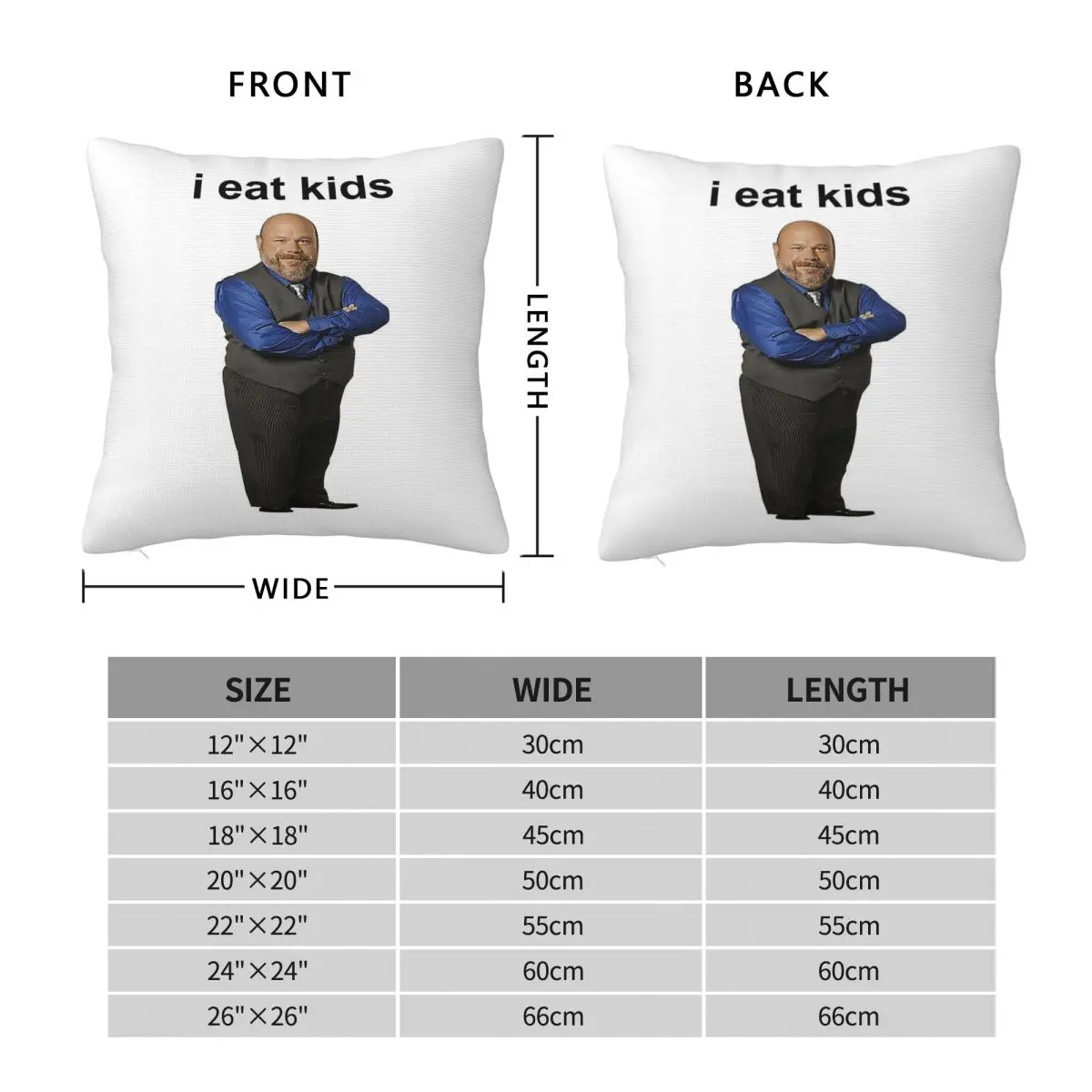 Jessie Bertram I Eat Kids Square Pillowcase Polyester Linen Velvet Printed Zip Decor Bed Cushion Case