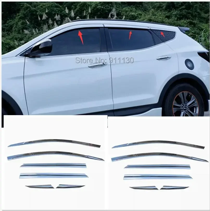 Window Wind Deflector Visor Rain/Sun Guard Vent ABS Chrome  For  2013 2014 2015 2016 for HYUNDAI SANTA FE SPORT IX45