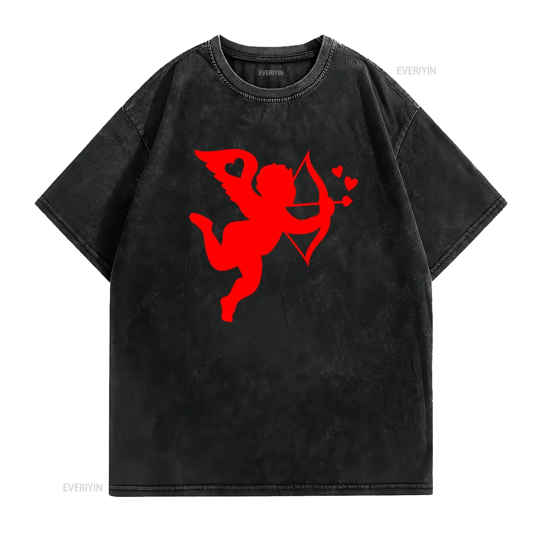 T shirt da uomo con 50 Cupidi Stampa frecce a cuore rosso design cuori fiocco outfit per feste di San traspirante tutte