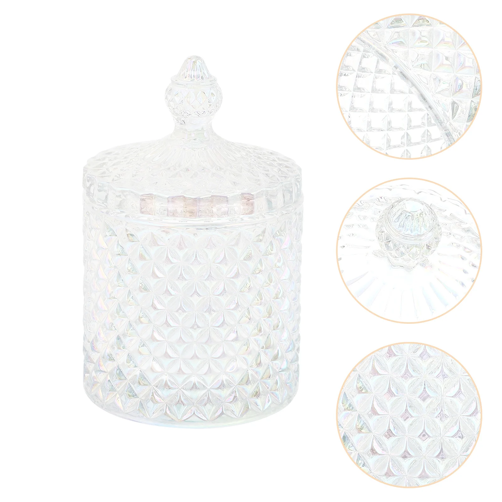 

290ml Glass Candy Dish Clear Crystal Covered Candy Bowl Snacks Storage Bottle Food Storage Jar Snacks Bottle Empty Jar