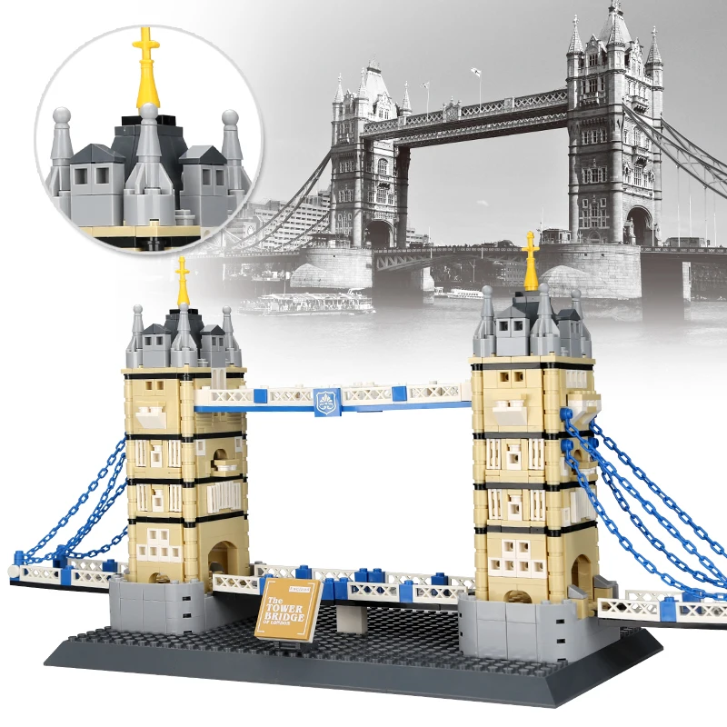 Famous Architecture Endland Tower Bridge 969pcs Puzzle Building Block Set MOC Bricks Kid's Educational Toy Juguetes 4219