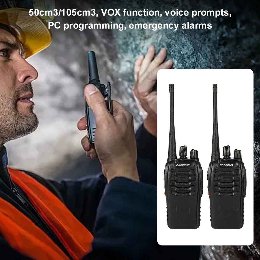 2PCS BF-888S V2 휴대용 무전기 듀얼 밴드 휴대용 양방향 햄 라디오 장거리 대기 UHF 400-470MHz 캠핑 하이킹용