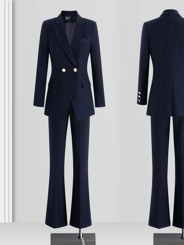 Elegant Professional Women's Suit Set Business Interview Formal Workwear Waist-Cinching OL Style Long Sleeve Polyester