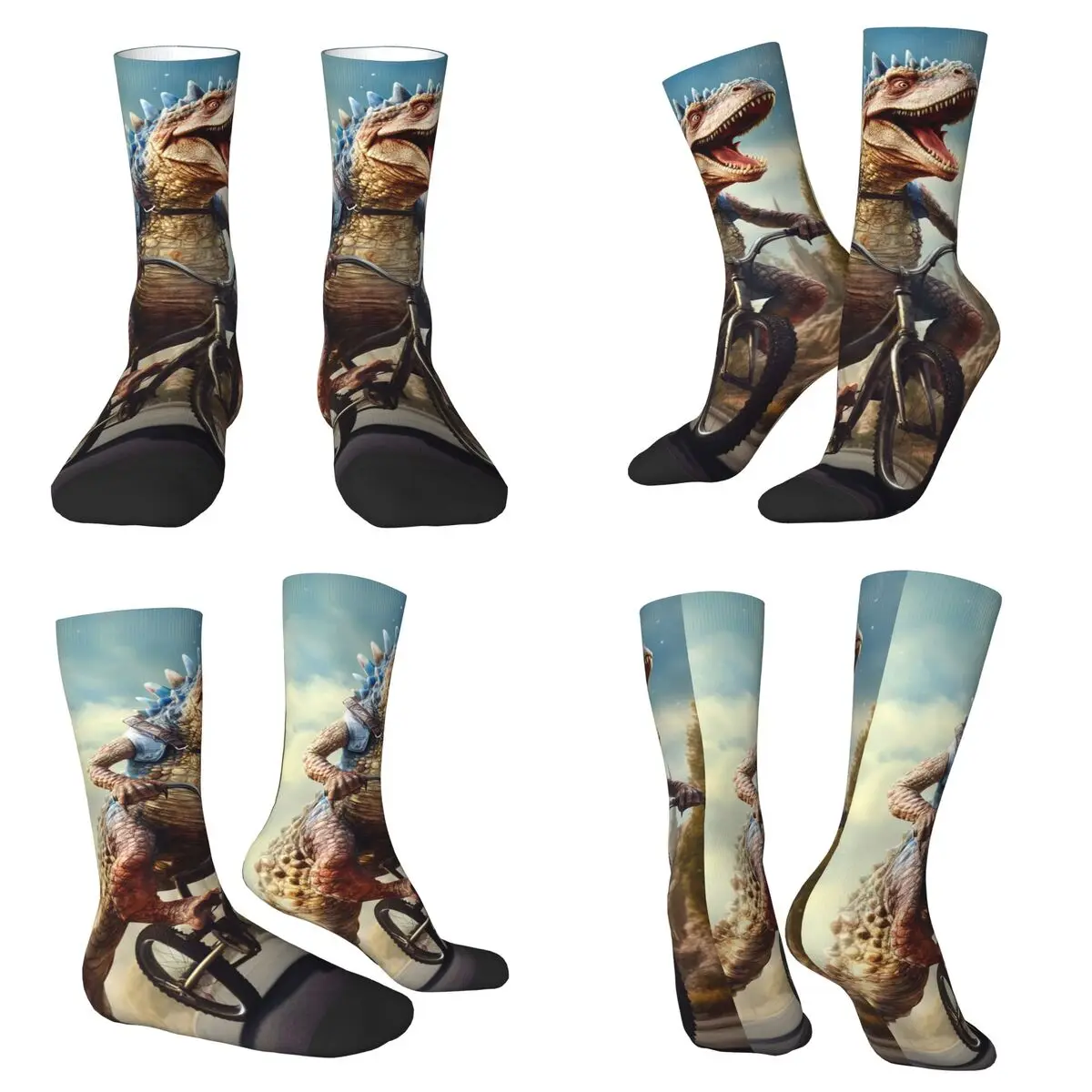 

Dinosaur Riding Socks Harajuku Super Soft Stockings All Season Long Socks Accessories for Unisex Christmas Gifts