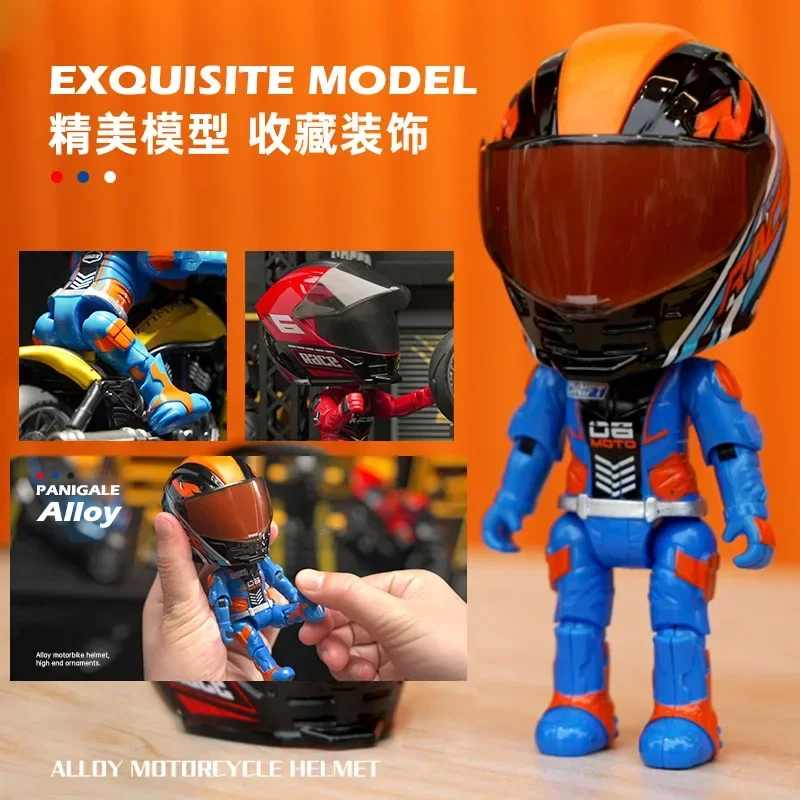 Simulation Motorcycle Rider Alloy Deformation Doll Helmet Doll Doll Desktop Furnishings Model Children's Gifts for Men