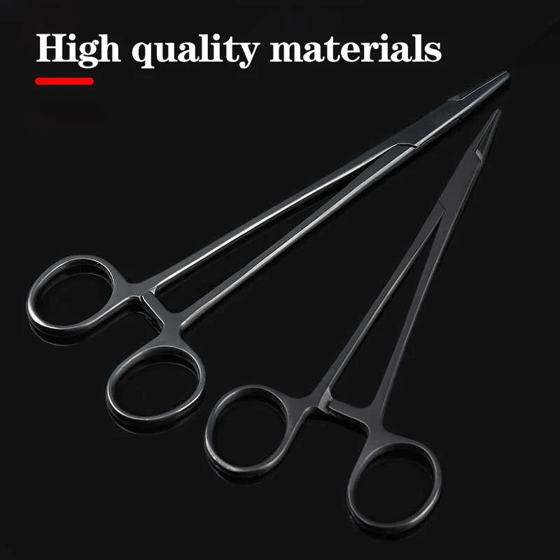 ด้ามจับสีดําพอร์ซเลนผสมกับที่ใส่เข็มโลหะ, แคลมป์เข็ม, เครื่องมือผ่าตัดเปลือกตาสองชั้น, สแตนเลส 12.5/14/16 ซม.