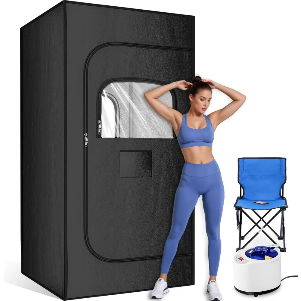 Portable Sauna Box for Home, Personal Steam Nurecover Saunas Heater at Home Use, 3L 1200W Steamer, Indoor Foldable Sauna Tent, D