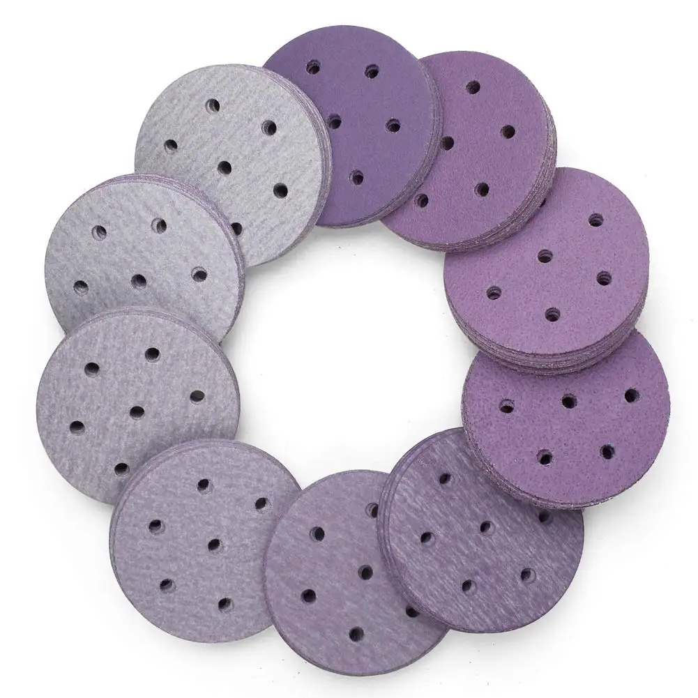

3 Inch 7 Hole Sanding Discs, 100PCS Assorted Grits Hook and Loop for Random Orbital Sander