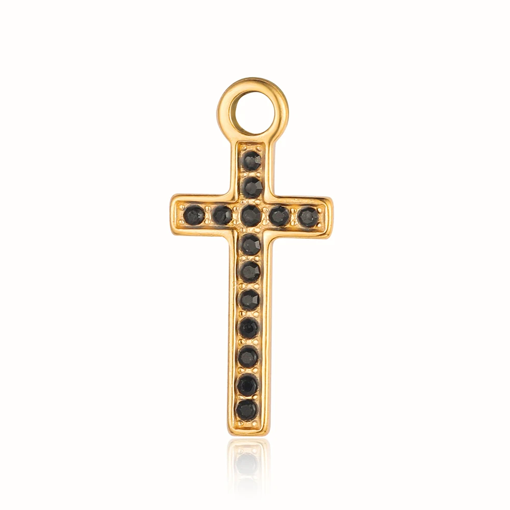 3Pcs/Lot Stainless Steel Rhinestone Charms Cross Pendants  For DIY  Making  Bracelet Necklace Jewelry