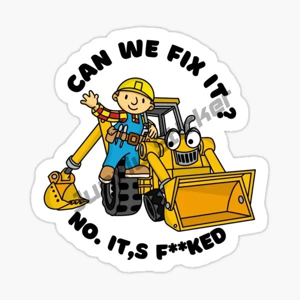 Can We Fix It No Its Fked Sticker Interesting Bob Builder Hardhat Architectural Decal Car Sticker Accesories