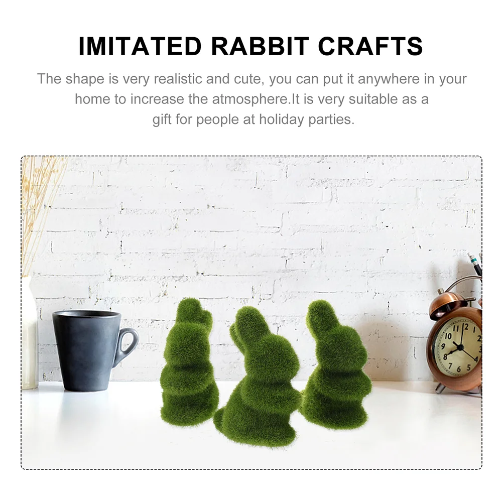 Easter Bunny Imitation Animal Artificial Turf Grass Moss Decorations Rabbit Flocking Flocked Figurine Green Christmas