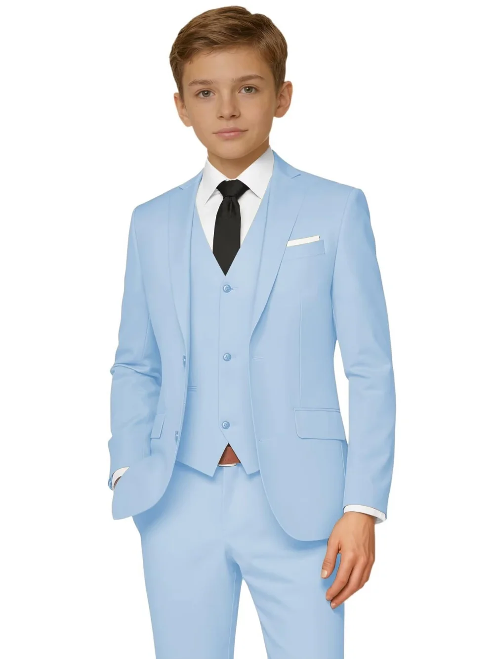 Txjojn New Kids Solid Suit Set 3 Pieces For Formal Occasion Classy Premium Boys Slim Fit Tuxedo Birthday Party Wear 2-20T