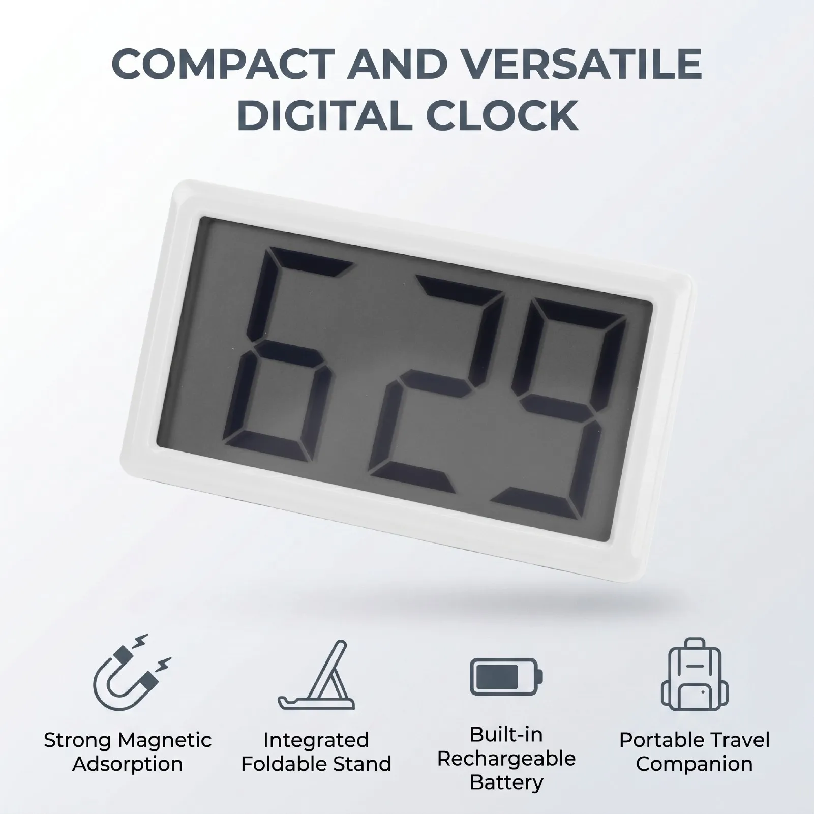 Car Clock Small Digital Clock Magnetic Lightweight Portable Versatile 12 Hour Clock For Travel Classroom Bedroom 12 Hour Clock